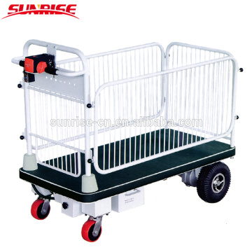 Electric Platform Cart With Fence for Material Handling